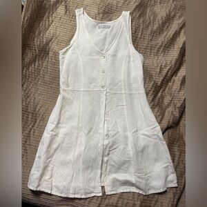 Linen White Button-Front Sleeveless Dress sz 38, us 6